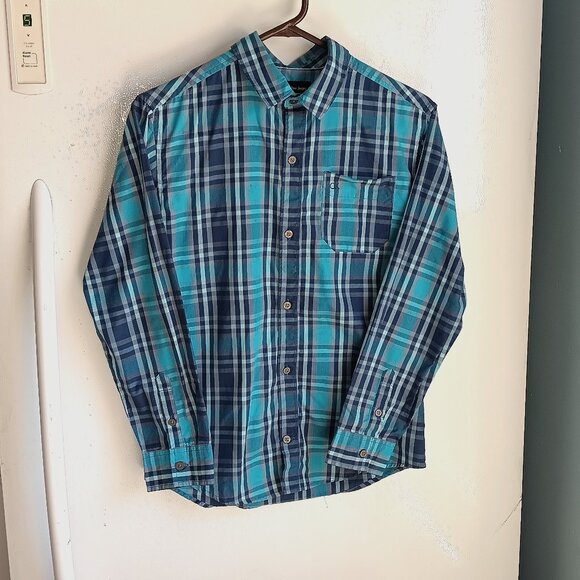Calvin Klein Jeans Blue Plaid Long Sleeve Button Down Youth‎ L 14/16 Shirt C8 - Picture 1 of 5